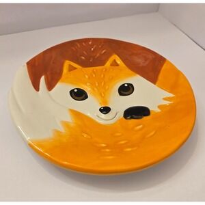 Fox Design Earthenware Salad Plate 8" Orange White Dishwasher Safe